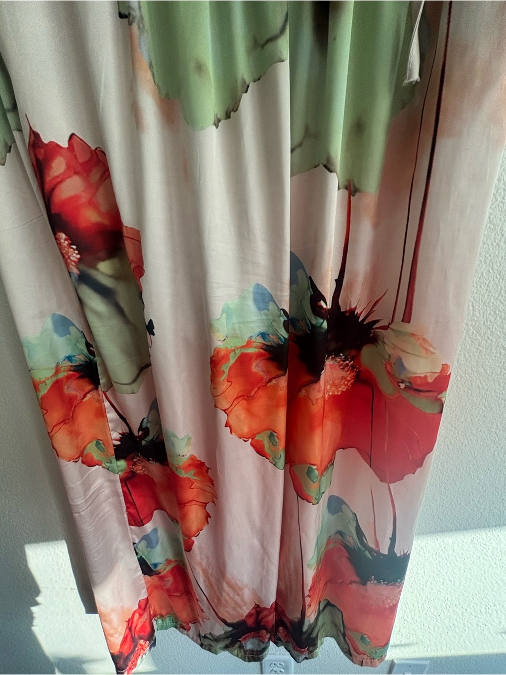 Floral Maxi Skirt in Coral and Sage